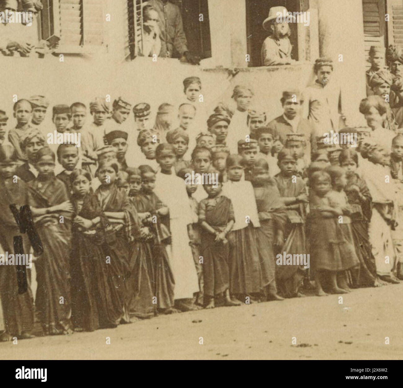 Brahmane Girls' School, Mangalore, Basel Missionen, ein Foto c. 1870; ein genauerer Blick Stockfoto