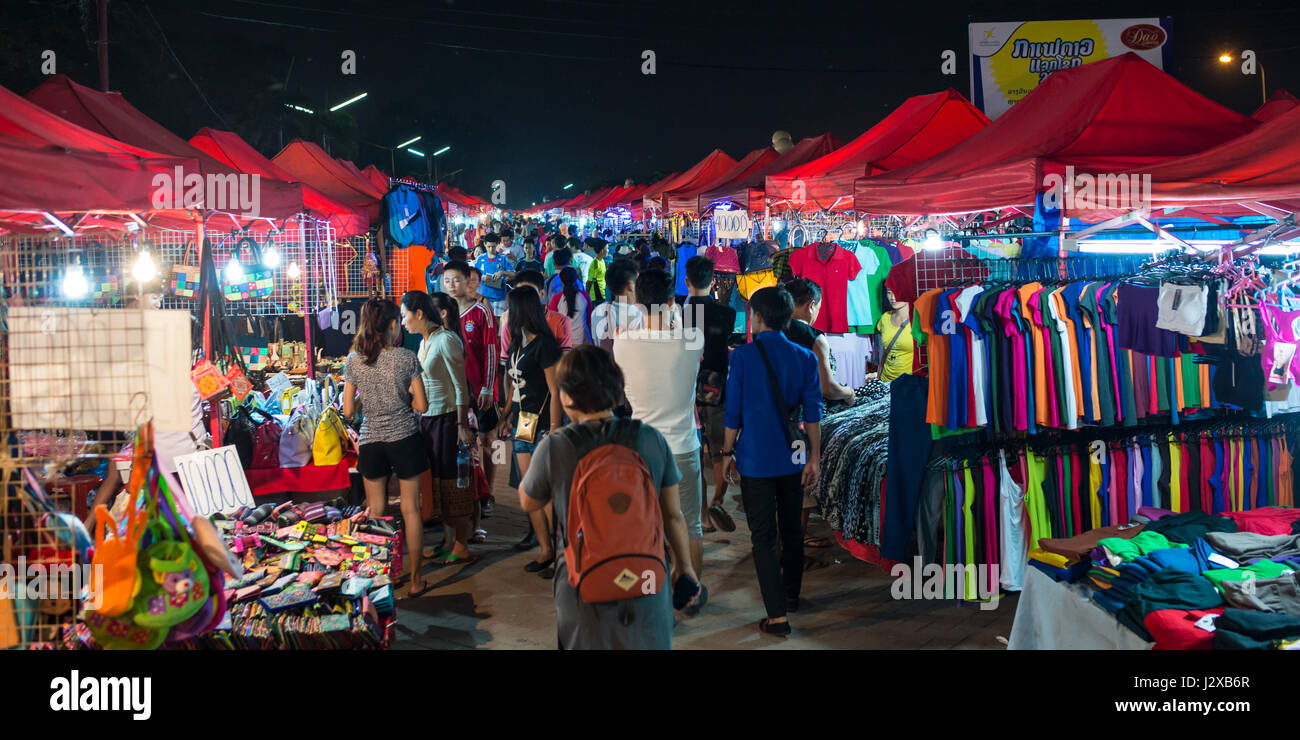 Nachtmarkt, Vientiane Stockfoto