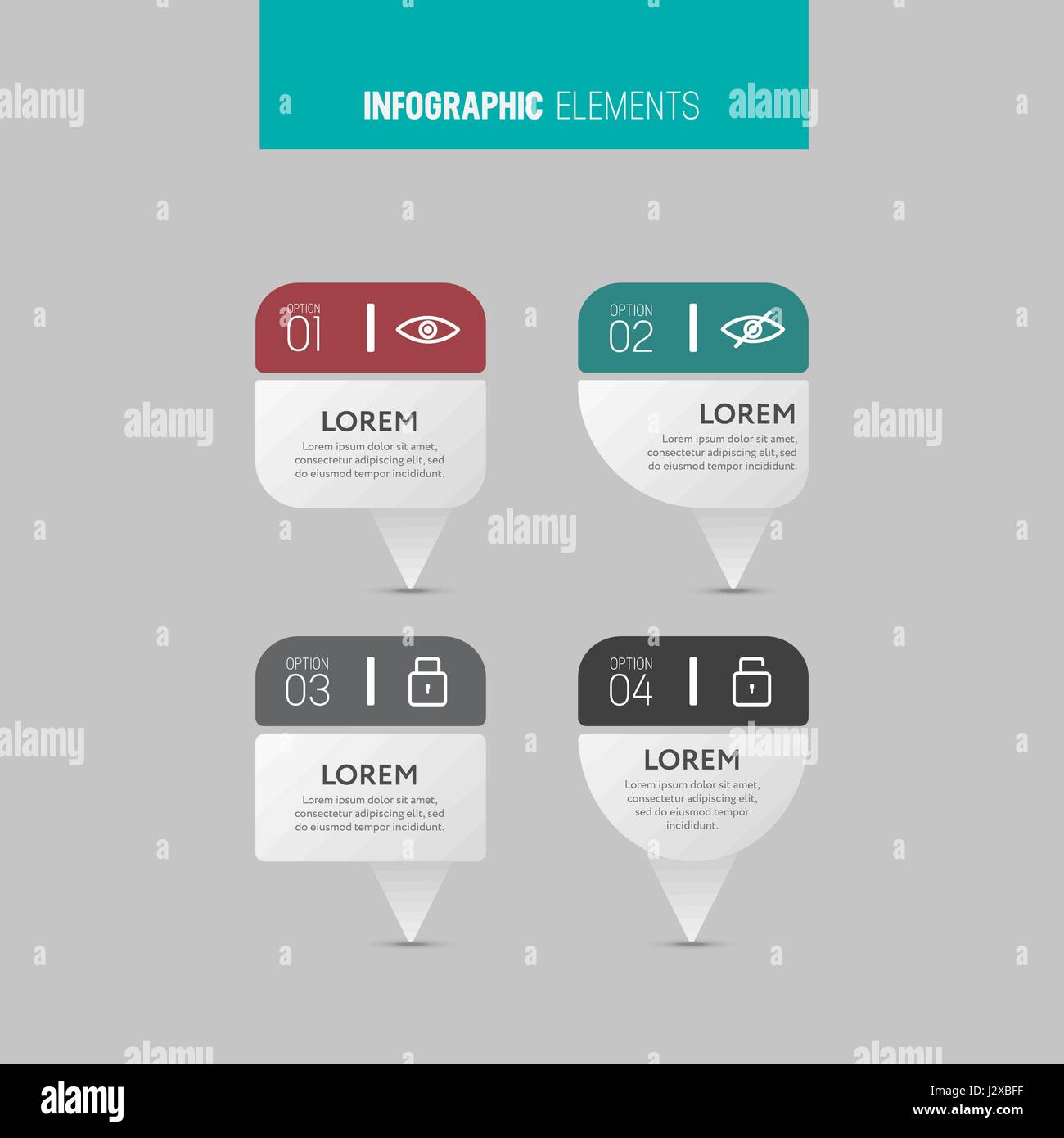 Abstrakte Elemente der Grafik, Diagramm-Optionen, Teile oder Prozesse. Vektor-Business-Template für die Präsentation. Kreatives Konzept für die Infografik. Stock Vektor