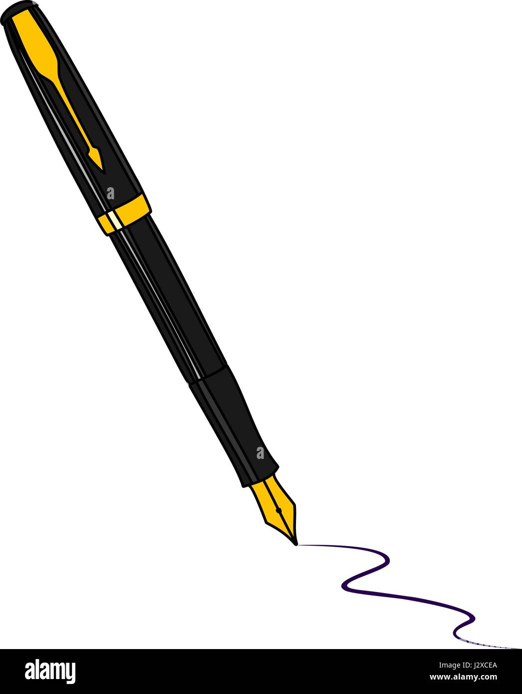 Kugelschreiber. Schwarzen Füllfederhalter, isoliert auf weißem Hintergrund. Stock Vektor