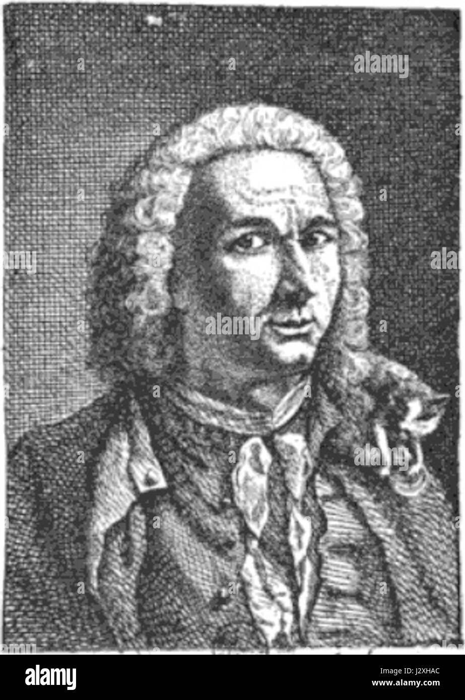 Benoit Audran der Jüngere war ein französischer Kupferstecher, der für seine Beiträge zur Kunst im 17. Und 18. Jahrhundert bekannt war und detaillierte Stiche und Illustrationen religiöser und historischer Themen herstellte. Stockfoto