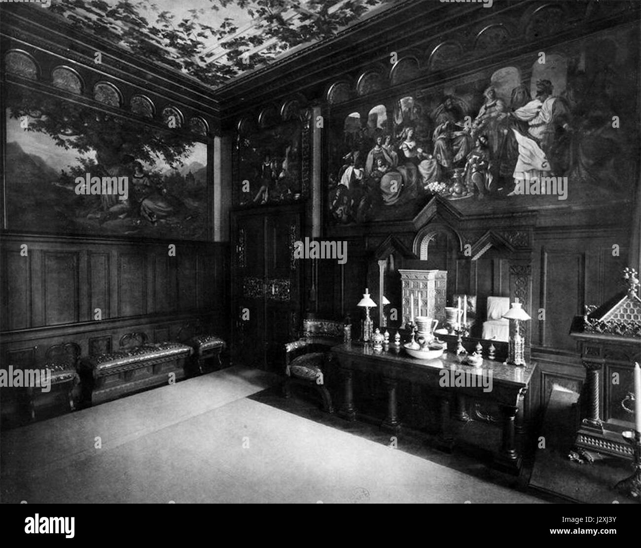 Ankleidezimmer, Schloss Neuschwanstein Stockfoto
