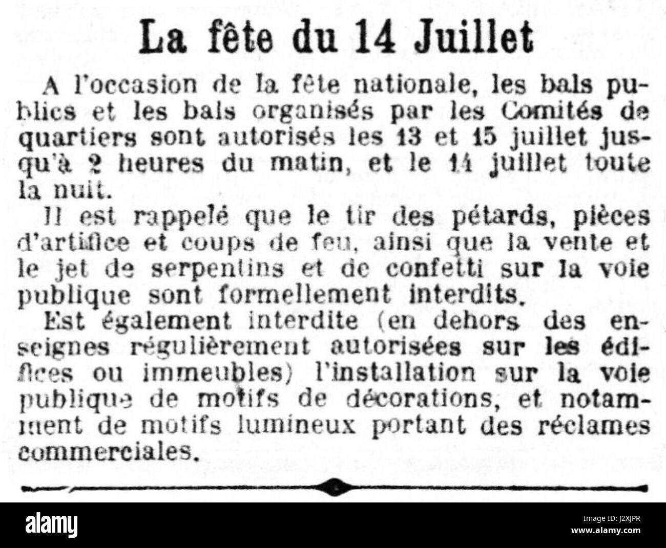 Das „Annonce du 14 Juillet 1923“ bezieht sich auf eine Veröffentlichung oder Ankündigung im Zusammenhang mit dem Bastille Day, einem wichtigen französischen Nationalfeiertag, der am 14. Juli gefeiert wird. Die Ankündigung im Jahr 1923 besprach wahrscheinlich Ereignisse, Gedenkveranstaltungen oder nationale Feierlichkeiten des Feiertags in diesem Jahr. Stockfoto