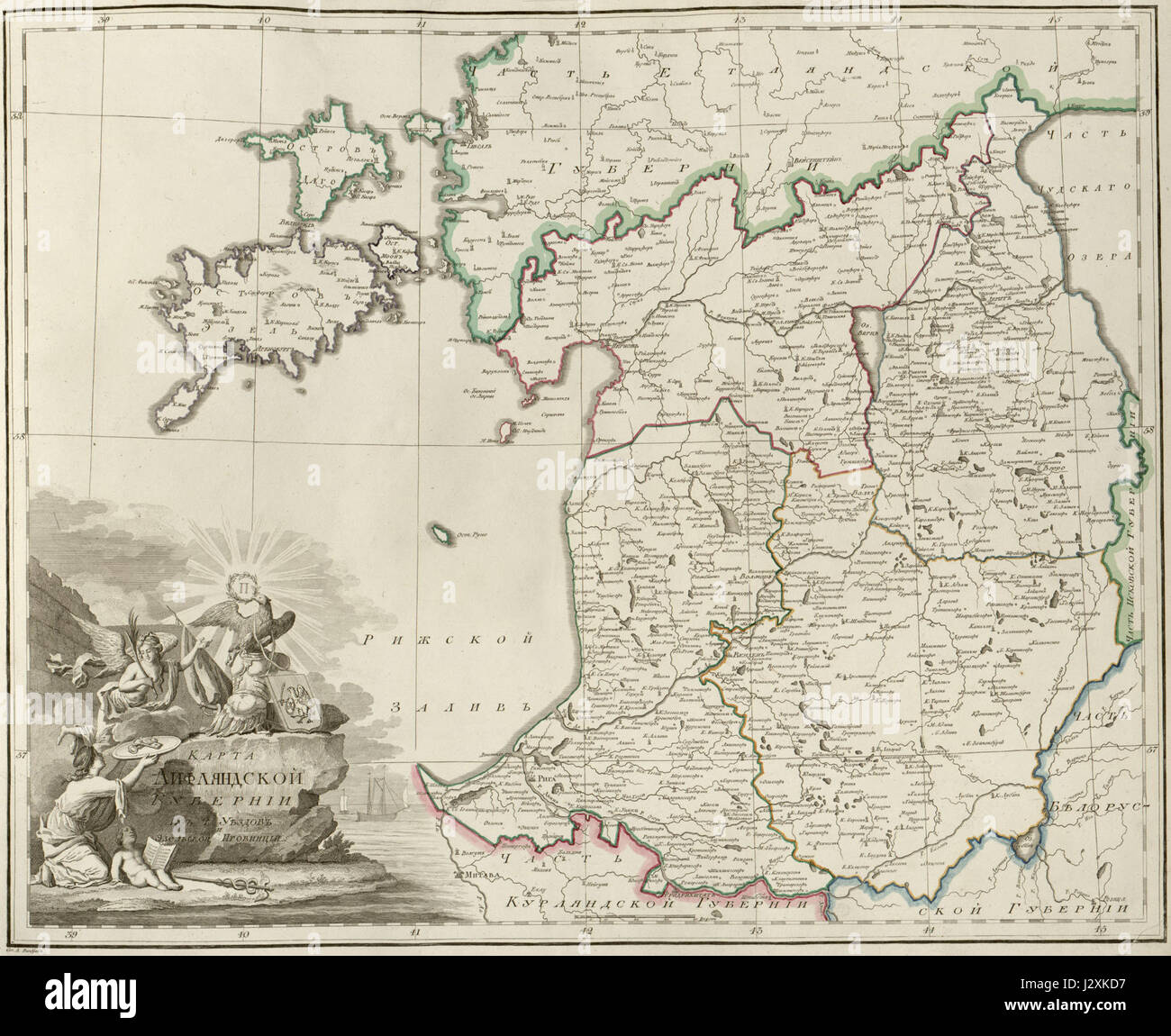 Atlas des russischen Reiches (1800). Liflandia governorate Stockfoto