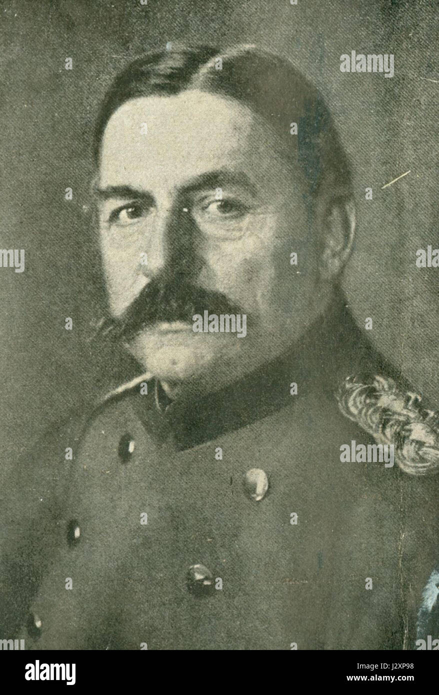 Max Clemens Lothar Freiherr von Hausen war ein deutscher General während des Ersten Weltkriegs. Seine militärische Rolle war in den ersten Kriegsjahren bedeutsam, insbesondere in den Feldzügen an der Westfront, wo seine Führung die deutsche Strategie und militärische Taktik beeinflusste. Stockfoto