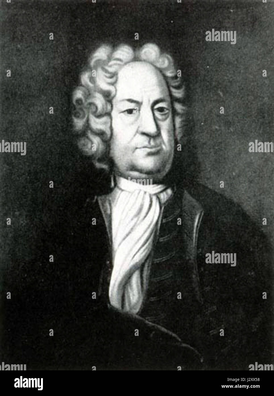 Dieses Bild zeigt die historische Figur von Johann Sebastian Bach in Berlin, mit einem Fokus auf sein Erbe und seinen Einfluss in der klassischen Musik während seiner Zeit in Deutschland. Stockfoto