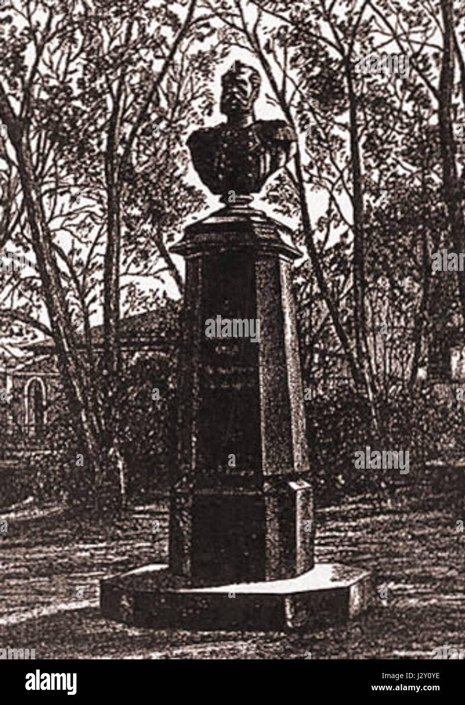 Eine Büste Alexanders, möglicherweise bezogen auf Alexander den Großen oder eine andere historische Figur namens Alexander, in Skulptur oder Büstenform, um die Besonderheiten und kulturelle Bedeutung des Themas hervorzuheben. Stockfoto