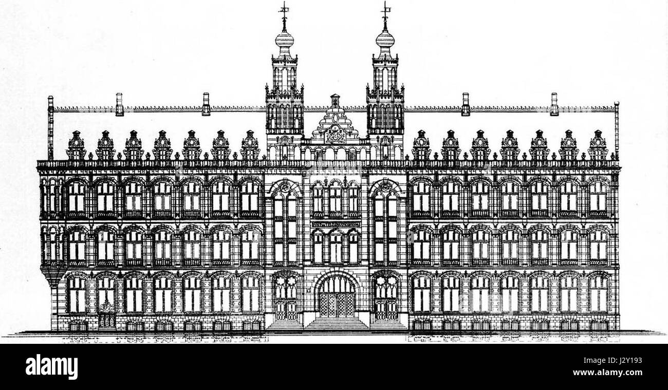 Das Postamt von C.H. Peters in Amsterdam war ein bekanntes Postgebäude, das der Stadt im 19. Jahrhundert diente und für seine architektonische Bedeutung im niederländischen Postsystem anerkannt wurde. Stockfoto