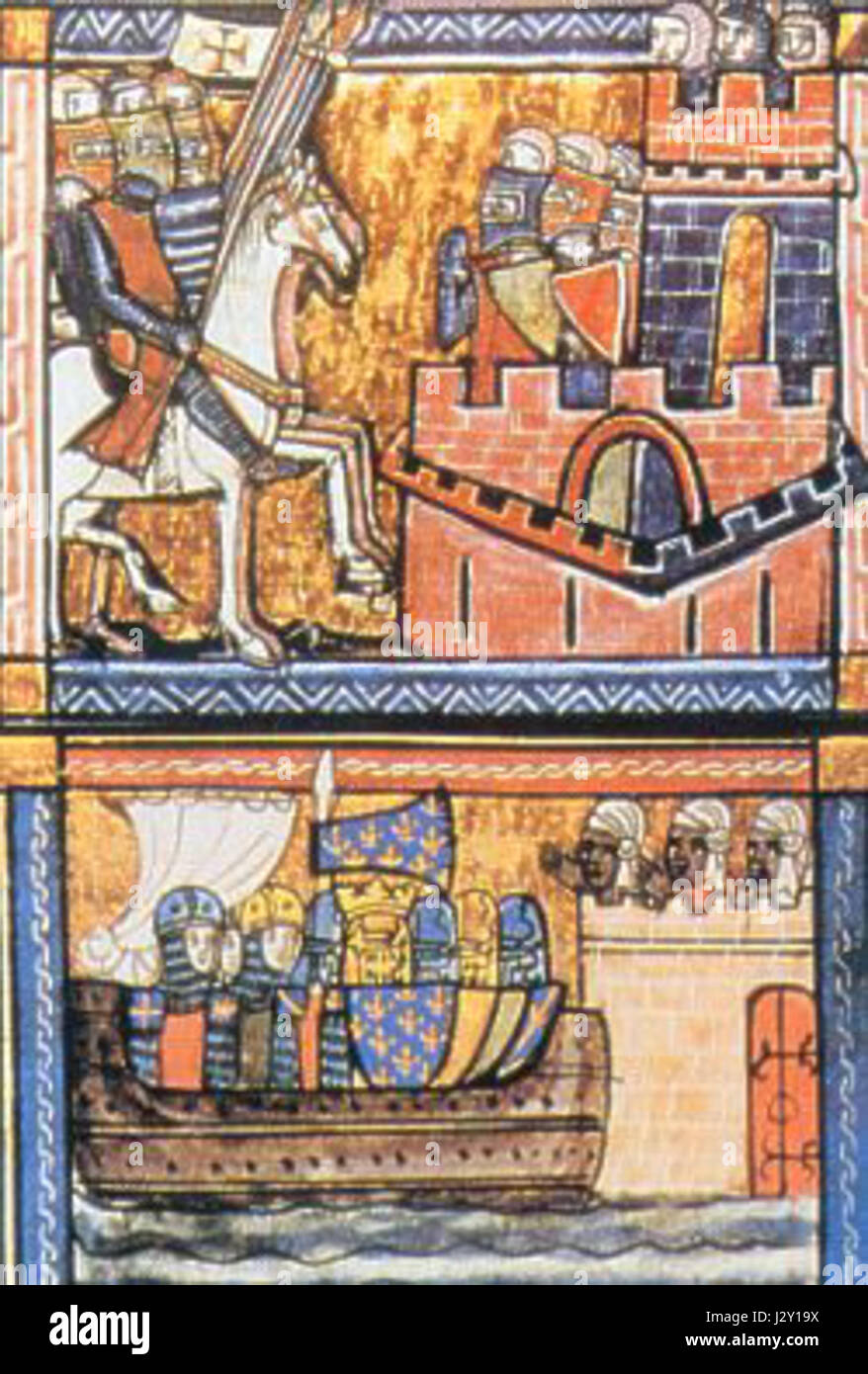 â€˜C croisade2 Louis7â€™ bezieht sich auf eine historische Darstellung oder ein Bild, das sich auf König Ludwig VII. Von Frankreich und seine Teilnahme an den Kreuzzügen bezieht. Der Text hebt seine Rolle in der mittelalterlichen Kriegsführung und den religiösen Konflikten dieser Zeit hervor. Stockfoto