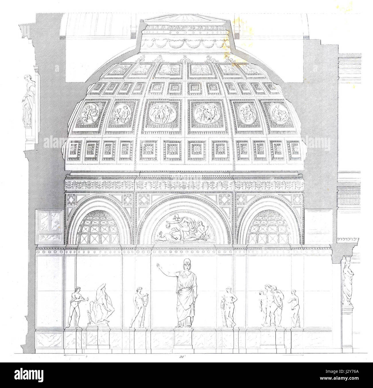 Der Nordkuppelsaal des Neuen Museums in Berlin ist ein architektonisches Schlüsselelement von Friedrich August StÃ¼ler. Dieser Raum innerhalb des Museums ist bekannt für seine große Kuppel und die historische Bedeutung innerhalb der Gestaltung des Museums. Stockfoto