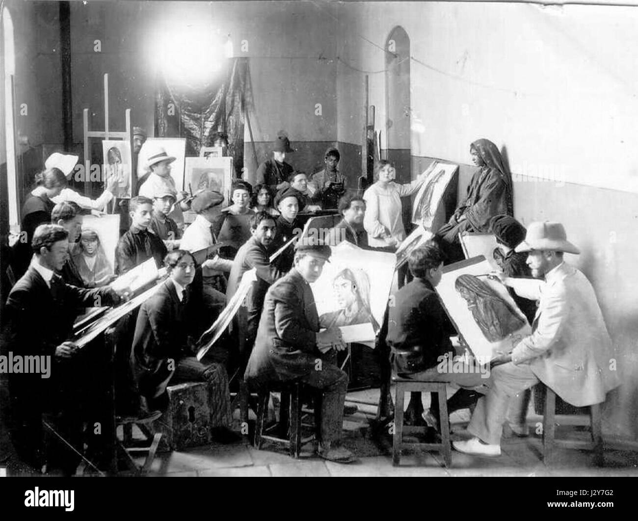 Bezalel Zeichnung Klasse unter Leitung von Abel Pann 1912 Stockfoto