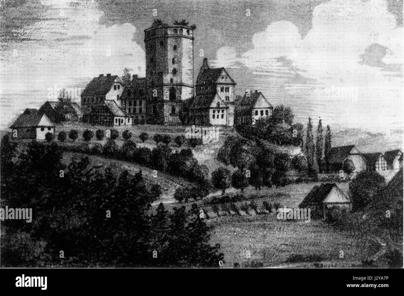 Burg Adelebsen ist eine historische Burg in Adelebsen. Bekannt für seine mittelalterliche Architektur bietet es Einblicke in die Vergangenheit der Region und das feudale System im Mittelalter. Stockfoto