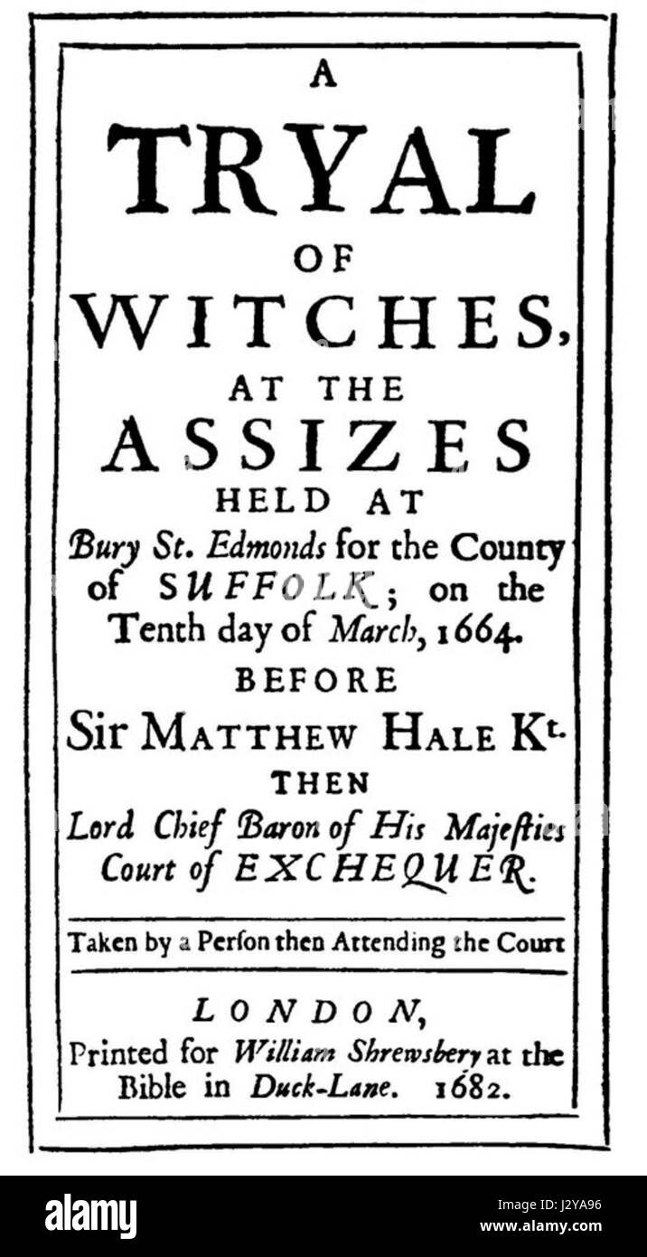 Hexe-Anprobe-Bericht 1664 zu begraben Stockfoto