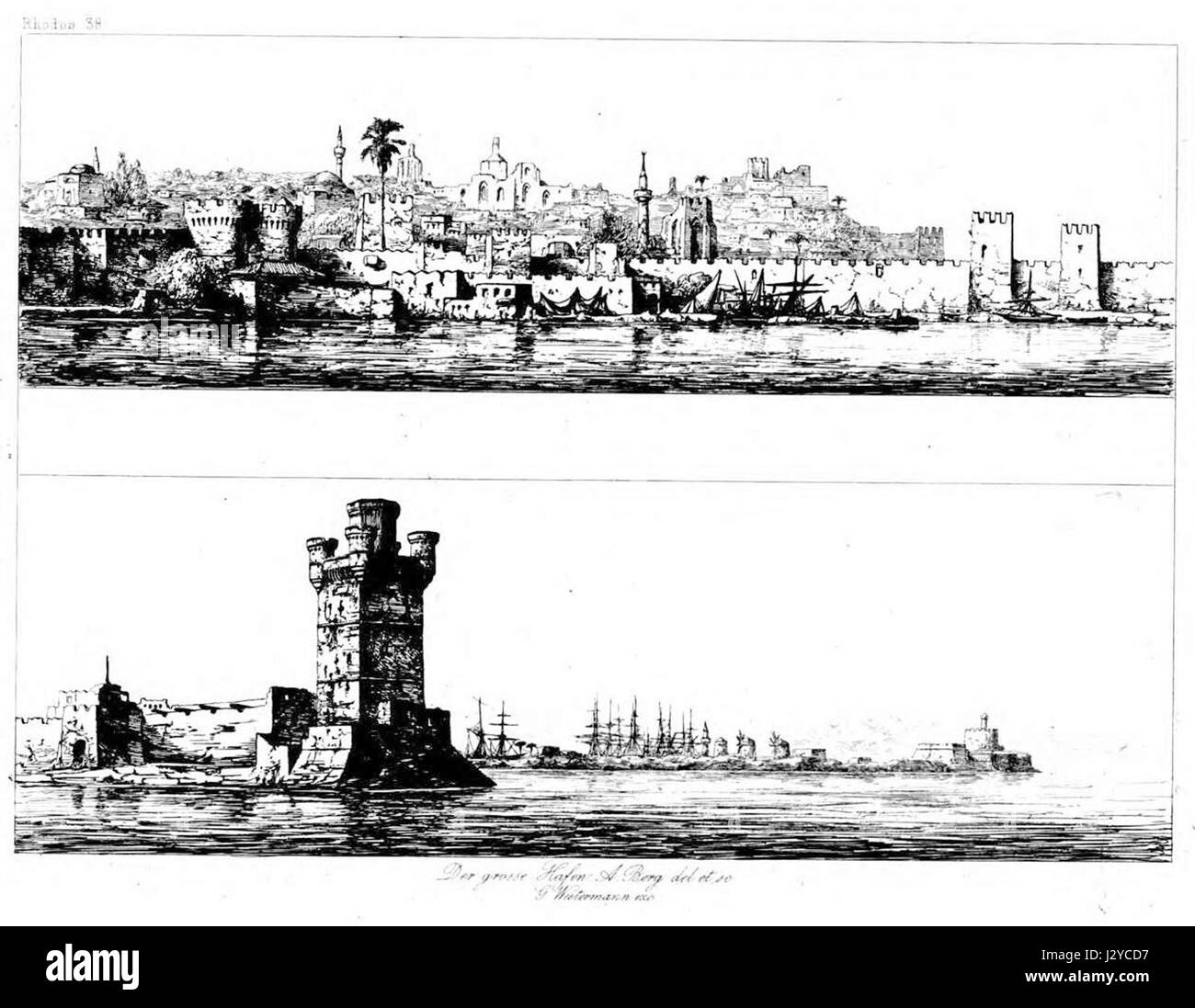 Berg Rhodus 38 - Der Grosse Hafen Stockfoto