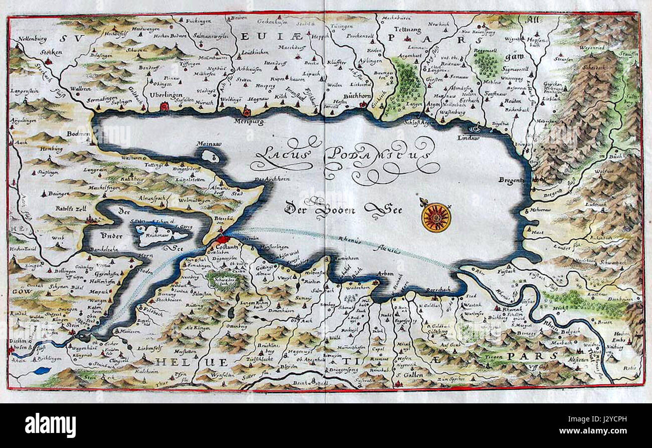 Bodensee-Karte c1640 Stockfoto