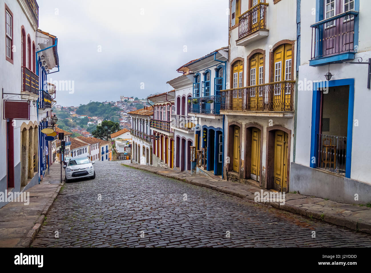 Straße in Ouro Preto City - Ouro Preto, Minas Gerais, Brasilien Stockfoto