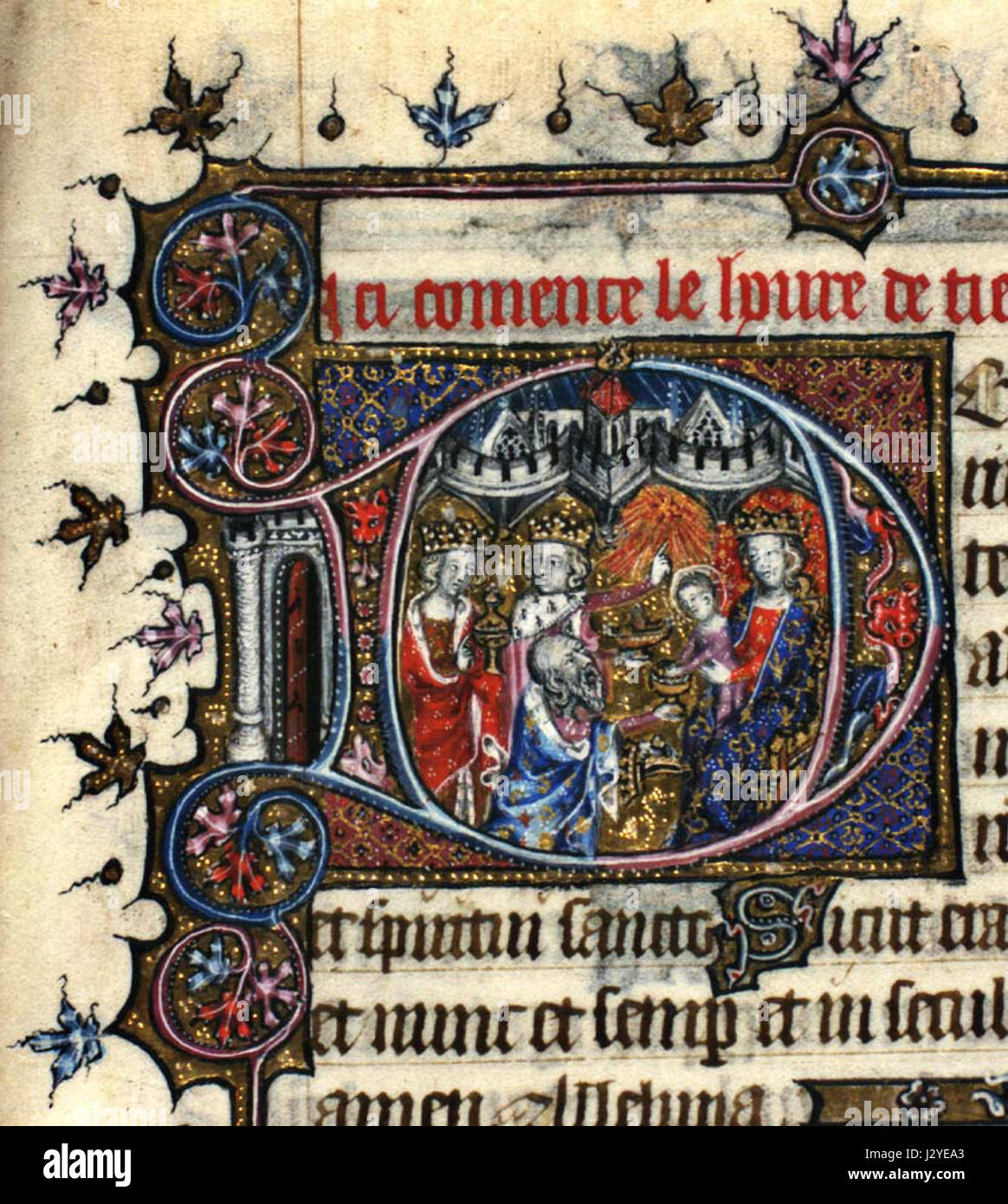 Die „Anbetung der Könige“ ist ein beliebtes Thema in der christlichen Kunst, in dem die drei Weisen dem Jesuskind Geschenke überreichen. Diese Szene wurde von vielen Künstlern im Laufe der Geschichte dargestellt und symbolisiert die Anerkennung der göttlichen Natur Christi. Stockfoto