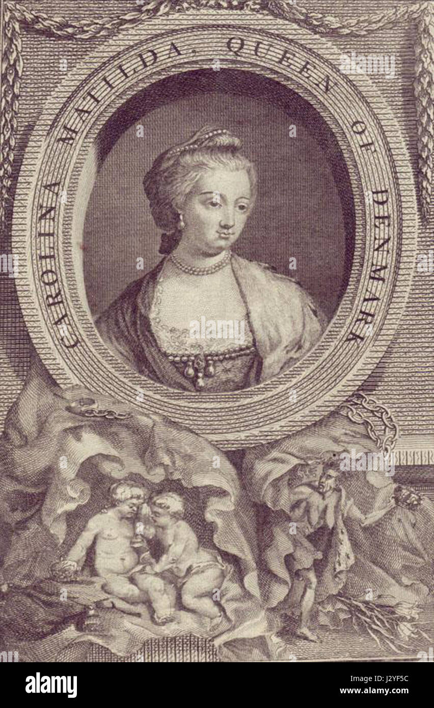 Anon Gravieren von Königin Caroline Mathilde von Dänemark und Norwegen Stockfoto