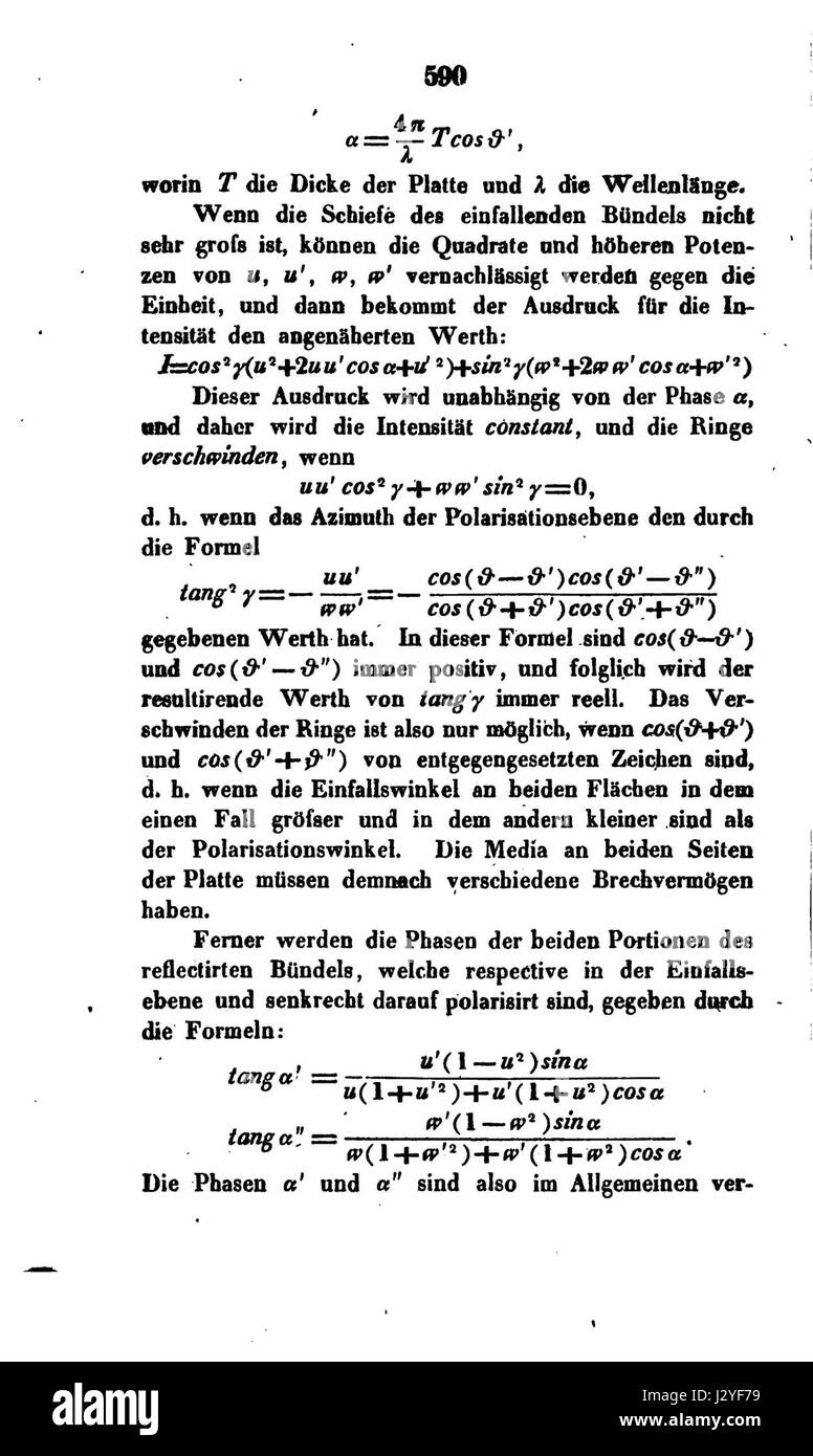 Annalen der Physik ist eine seit 1799 erschienene wissenschaftliche Fachzeitschrift, die sich auf Physik spezialisiert hat. In der Ausgabe 1843 werden Fortschritte auf dem Gebiet der Thermodynamik und der Art von Wärme und Energie vorgestellt. Stockfoto