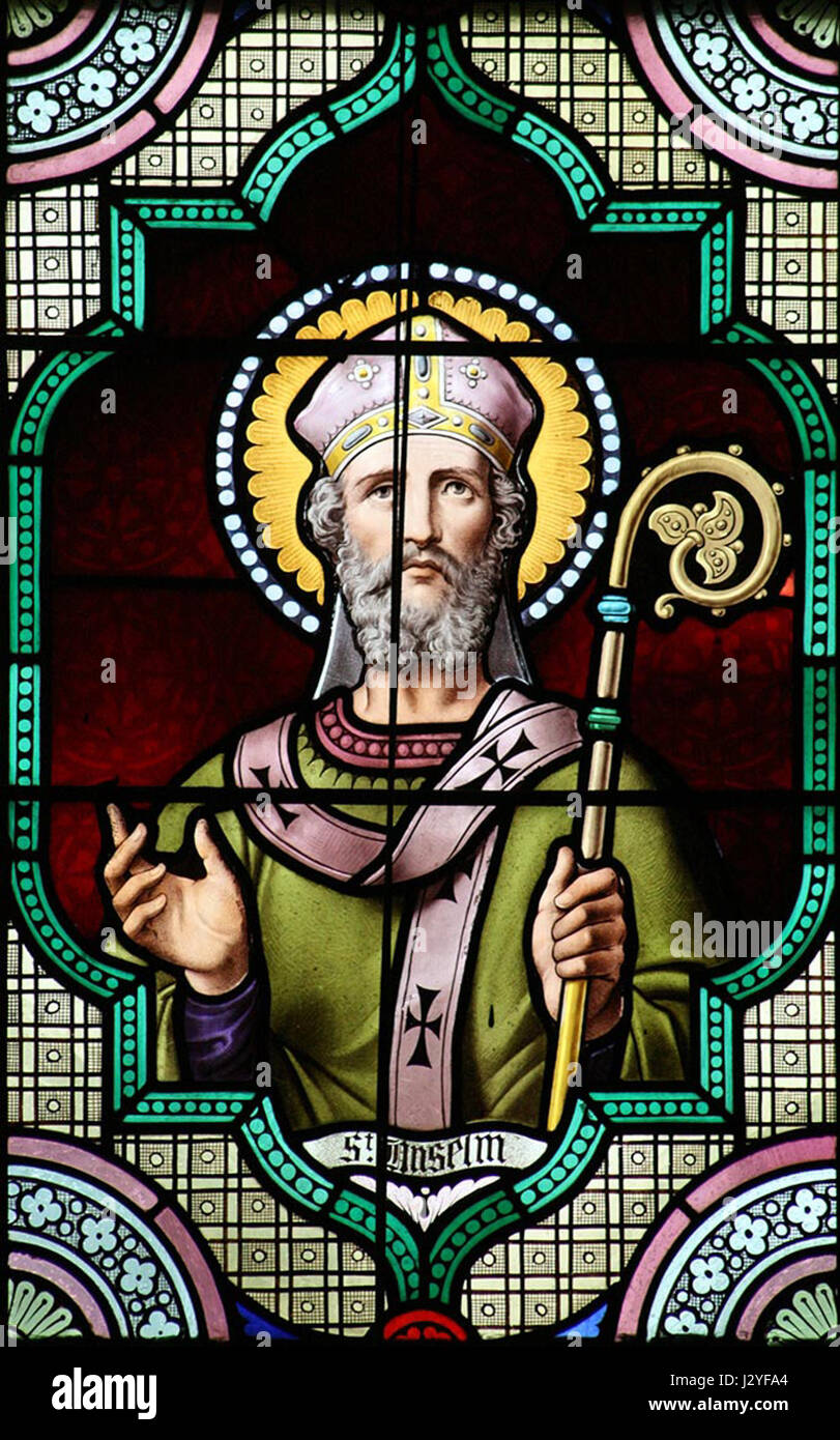 Anselm von Canterbury war Philosoph und Theologe, dessen Arbeit maßgeblich zur mittelalterlichen Philosophie und zum christlichen Denken beitrug. Seine theologischen Erkenntnisse beeinflussten viele Aspekte der Kirche und Philosophie im Mittelalter. Stockfoto