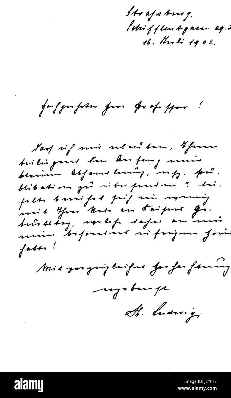 Ein historisches Autogramm von Theodor Ludwig, wahrscheinlich eine wichtige Figur in der europäischen Geschichte, möglicherweise in Bezug auf Literatur, Kunst oder Politik. Stockfoto