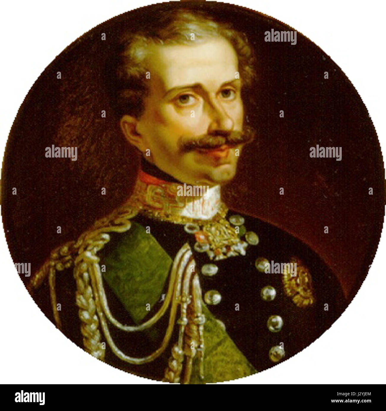 Eine Büste von Carlo Alberto, einem italienischen König, der für seine Rolle in der Geschichte Italiens im 19. Jahrhundert bekannt ist, insbesondere für seine Führung in der italienischen Einigungsbewegung. Stockfoto