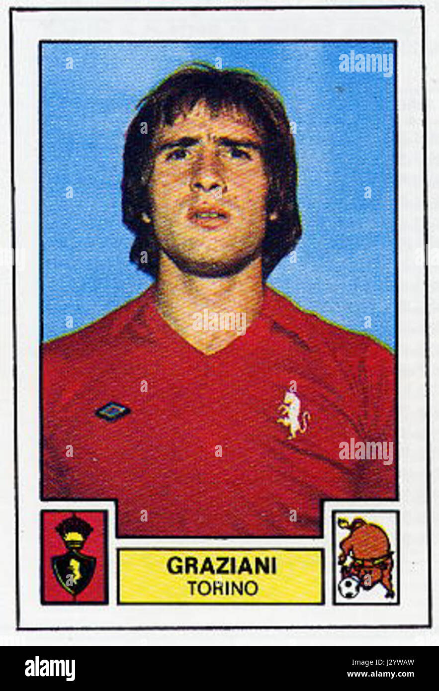 Francesco Graziani war ein italienischer Profifußballer, der für seine Leistungen in der Saison 1975 bekannt war, insbesondere für seine Beiträge zur Nationalmannschaft und zu den Vereinserfolgen. Stockfoto