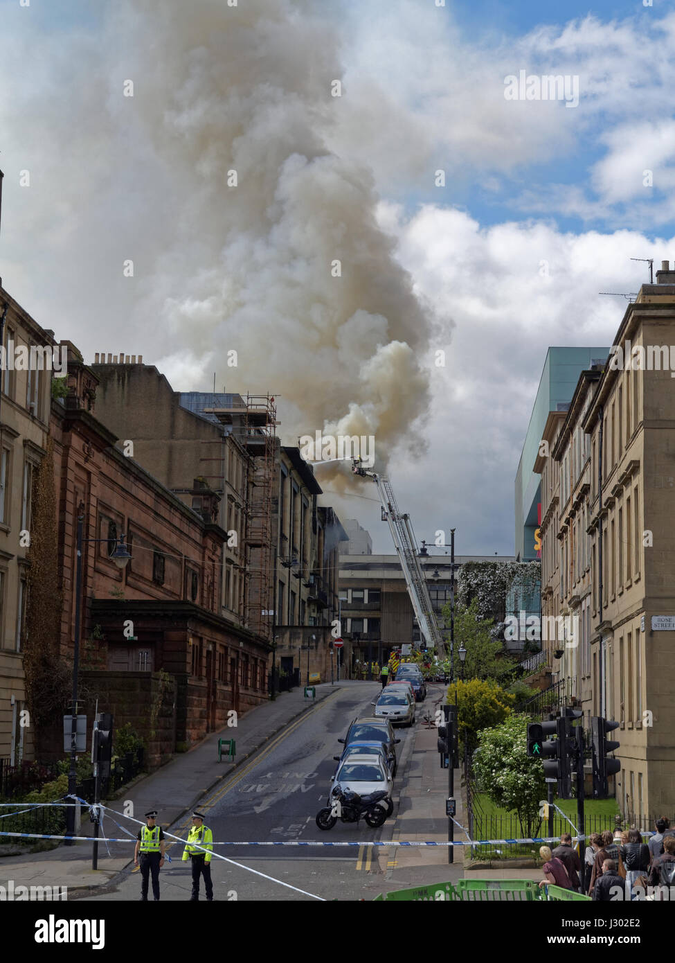 GSA Glasgow School of Art Feuer, das das alte Gebäude zerstört Stockfoto