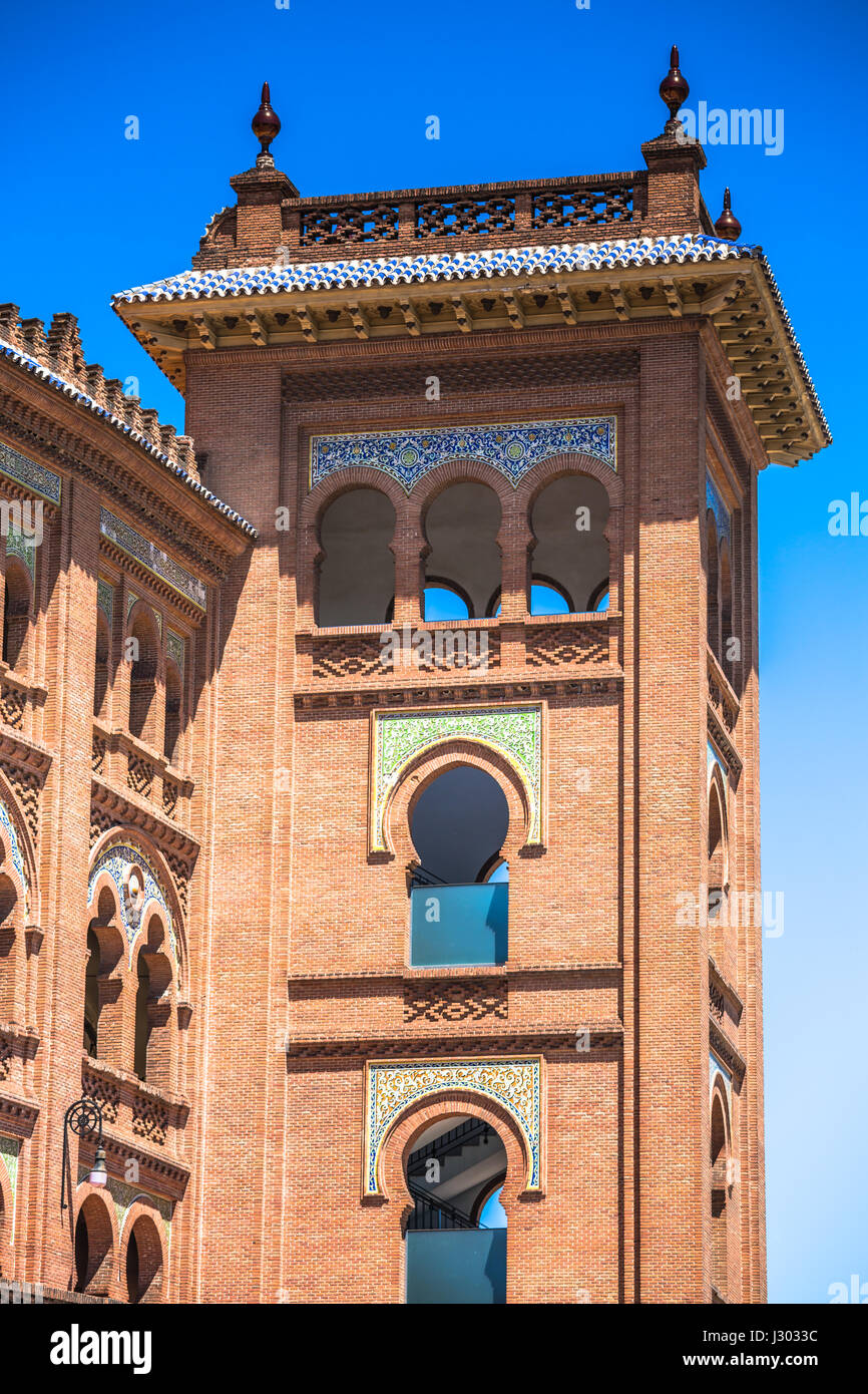 Madrid. Berühmte Stierkampfarena in Madrid. Touristische Attraktion in Spanien. Stockfoto