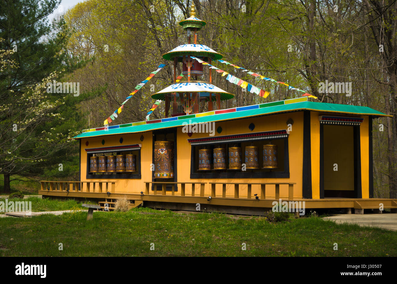 Speziell für die Menschen in Tibet, die tibetische mongolischen buddhistischen Kulturzentrum in Bloomington, Indiana, bietet eine ruhige Umgebung für Meditation und Stockfoto