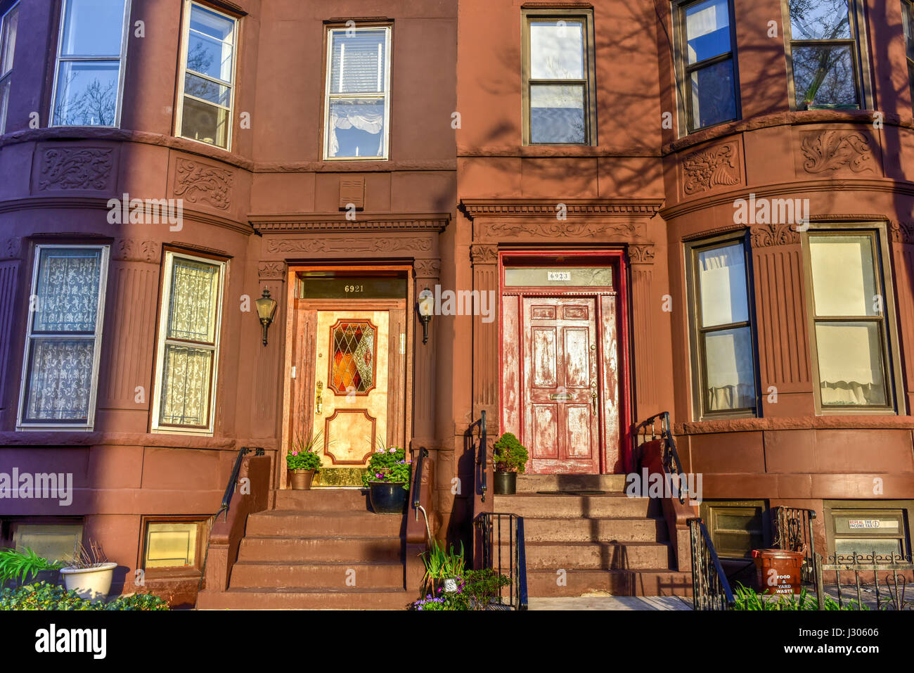Brooklyn Brownstones in Bay Ridge, Brooklyn in New York City. Stockfoto