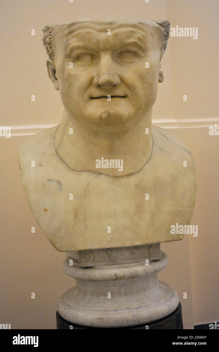 Kaiser Vespasian (9-79). Flavian Dynastie. Büste. ca. 80 n. Chr.. Nationales Archäologisches Museum. Neapel. Italien. Stockfoto