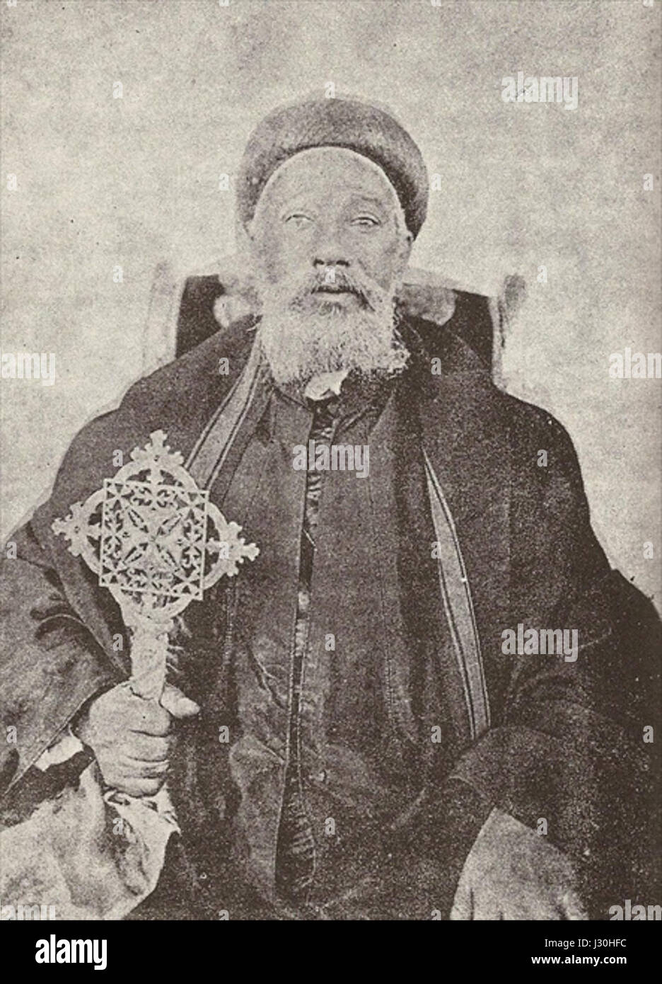 Ein Verweis auf Abune Matewos, eine religiöse Persönlichkeit aus Äthiopien, die sich wahrscheinlich auf einen heiligen oder Geistlichen bezieht, mit Bedeutung in äthiopischen christlichen Traditionen. Stockfoto