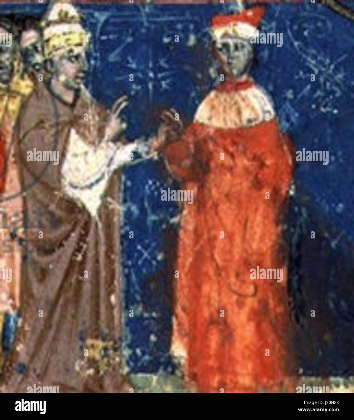 Friedrich I. Barbarossa, auch bekannt als Friedrich I. vom Heiligen Römischen Reich, war eine Schlüsselfigur der europäischen mittelalterlichen Geschichte. Seine Herrschaft markierte eine Periode der territorialen Expansion und politischen Konsolidierung in Europa im 12. Jahrhundert. Stockfoto