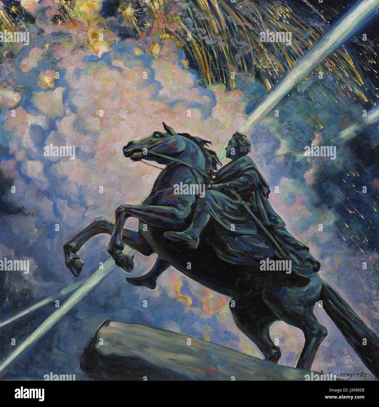 Bronze Reiter von Kustodijew Stockfoto