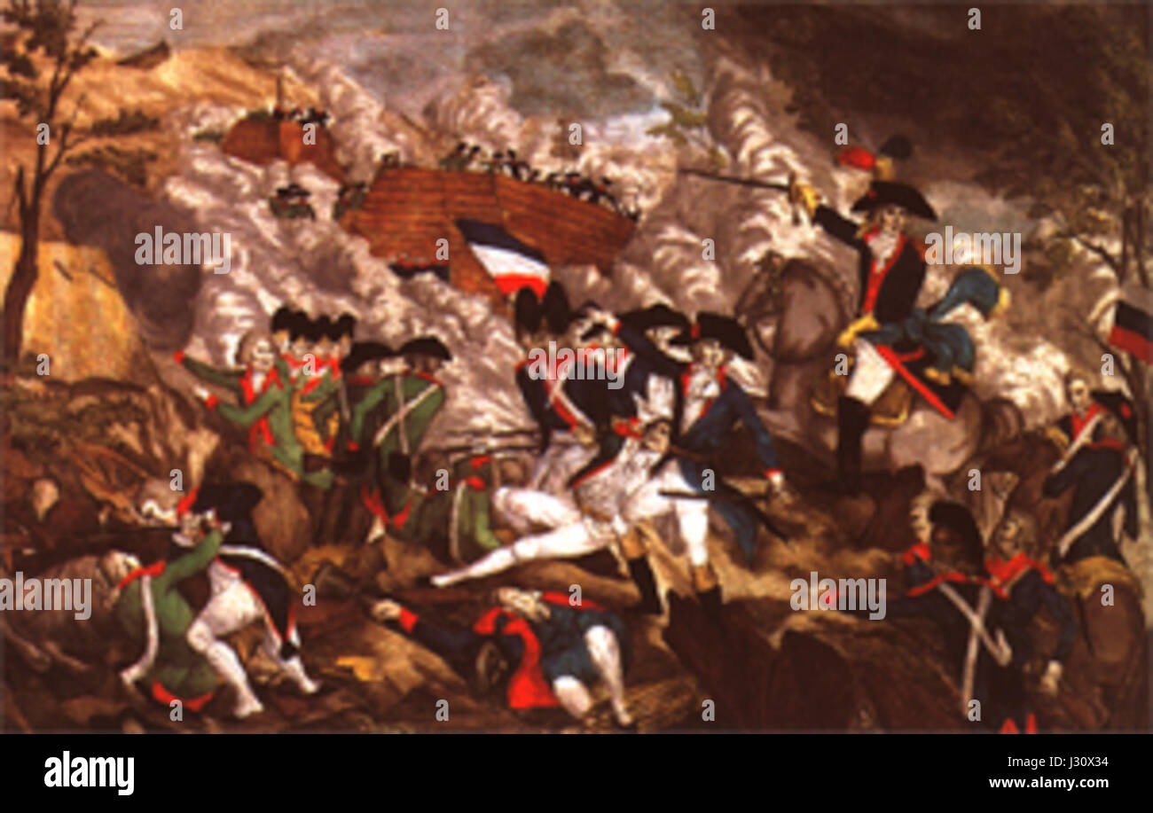 Die Schlacht von Jemappes 1792 war ein wichtiger Konflikt während der Französischen Unabhängigkeitskriege. Es war ein bedeutender Sieg der französischen Truppen gegen österreichische Truppen und sicherte die französische Kontrolle über die südlichen Niederlande. Stockfoto