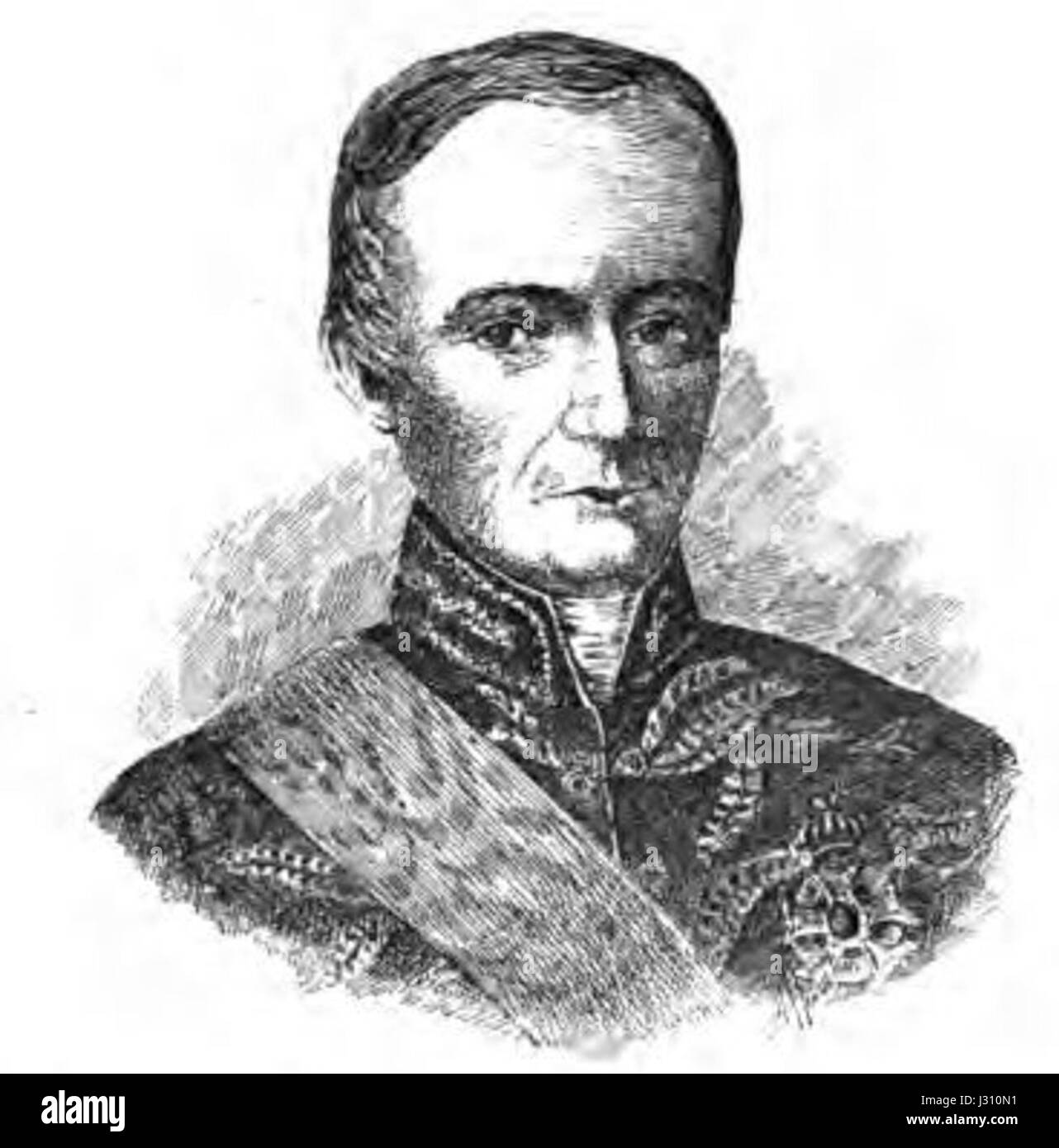 Dies ist ein Porträt von Antonio Carlos Ribeiro de Andrada Machado e Silva, einem prominenten brasilianischen Politiker und Staatsmann, gemalt von Tancredo do do Amaral. Er repräsentiert seinen Einfluss in der brasilianischen Politik im 19. Jahrhundert. Stockfoto