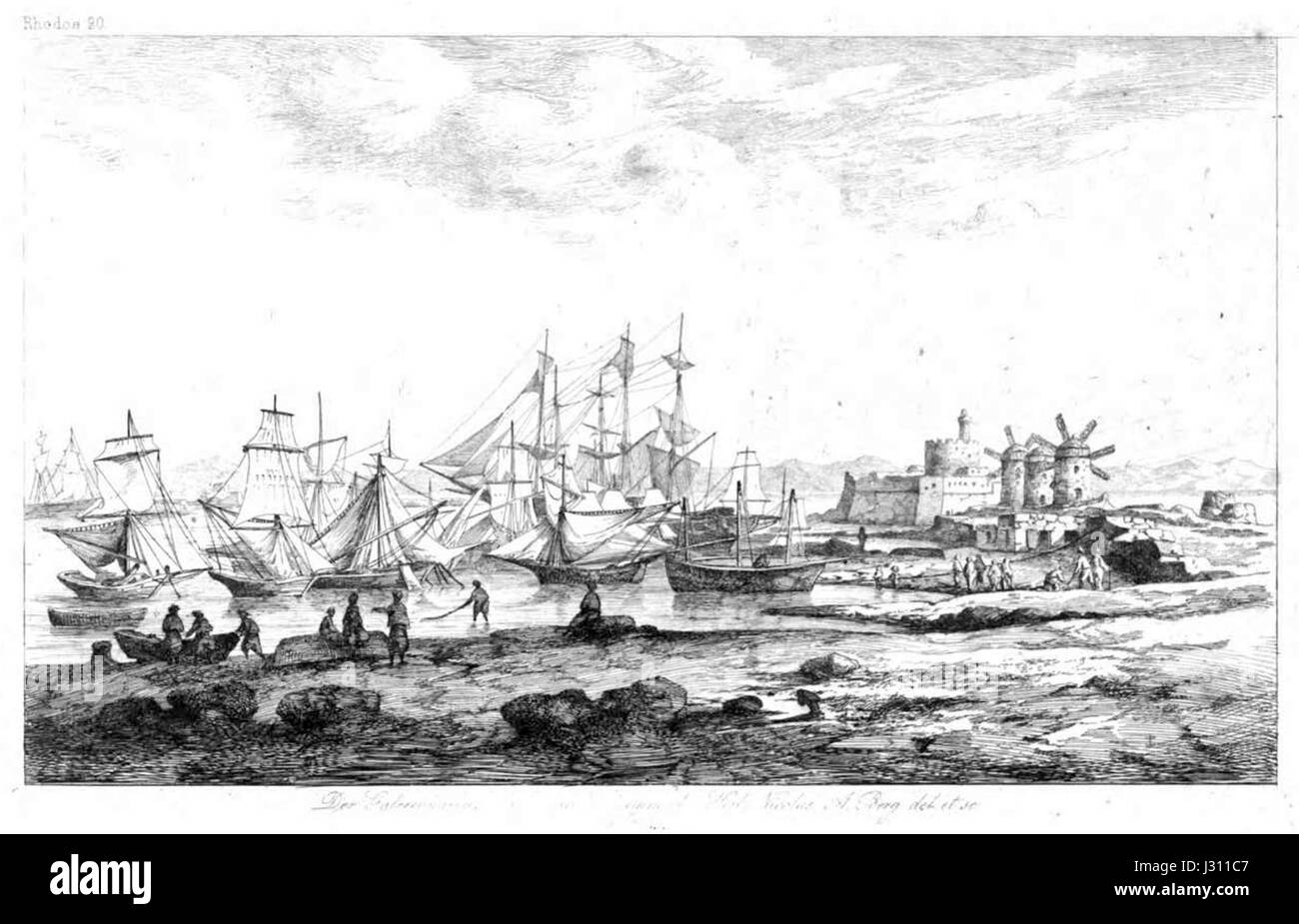 Berg Rhodus 20 - Der Galeerenhafen, Schloss Und Damm des Heiligen Nicolas Stockfoto