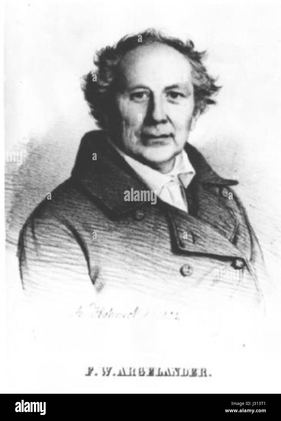 Friedrich Wilhelm August Argelander war ein deutscher Astronom, der vor allem im 19. Jahrhundert für seine genaue Sternkatalogisierung und Beiträge zur Sternastronomie bekannt war. Stockfoto