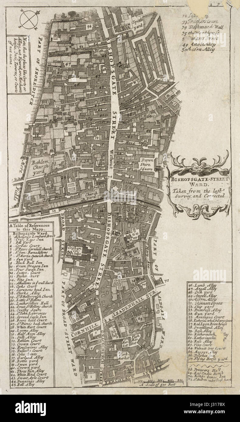 Bishopsgate Street Station 1720 Stockfoto