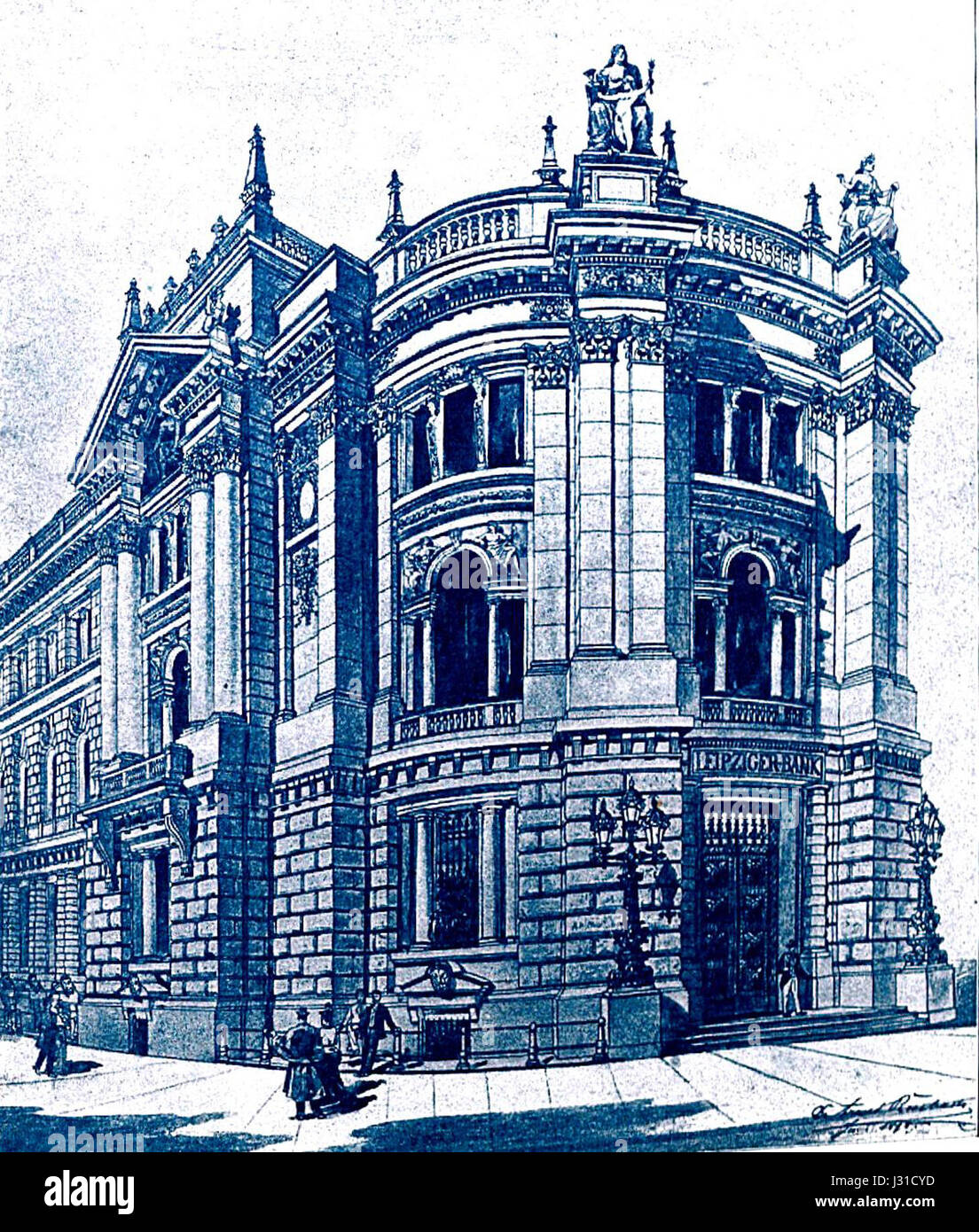 Diese Arbeit aus dem Jahr 1904 beschäftigt sich mit den architektonischen Beiträgen von Arwed Rossbach, mit einem Schwerpunkt auf Gebäuden, die zwischen 1898 und 1901 in Berlin, Leipzig errichtet wurden, einschließlich des Gebäudes der Deutschen Bank. Stockfoto
