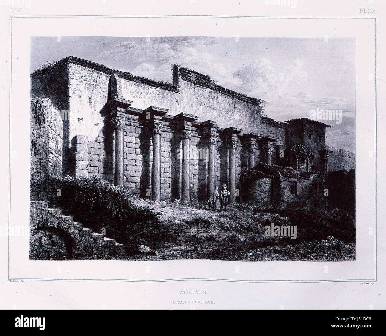 Athens Stoa Ou Portique Blouet Guillaume-Abel - 1831 Stockfoto