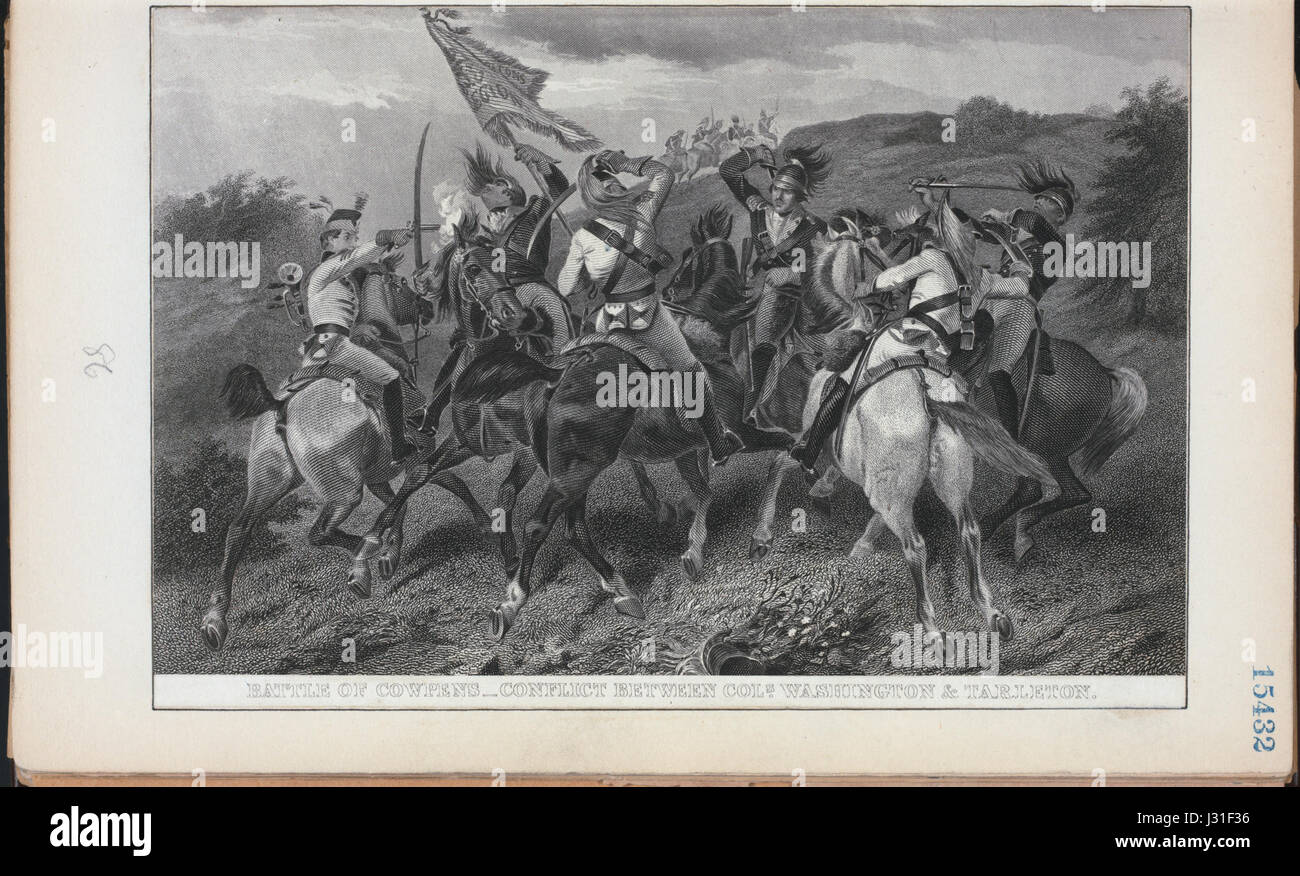 Schlacht von Cowpens - Konflikt zwischen Cols. Washington und Tarleton (NYPL Hades-257508-EM15432) Stockfoto