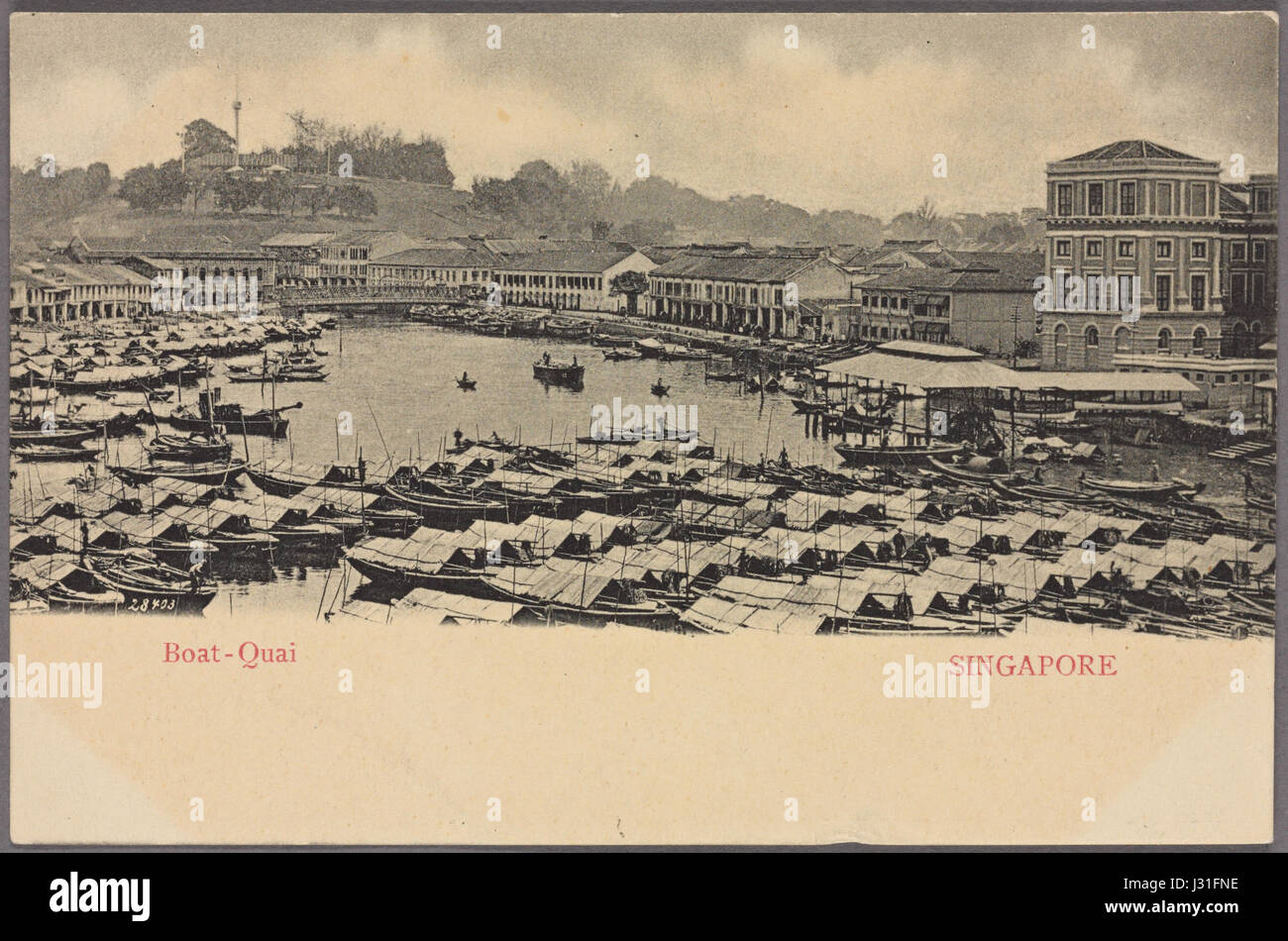 Boot Quai Singapur (NYPL Hades-2359725-4044490) Stockfoto