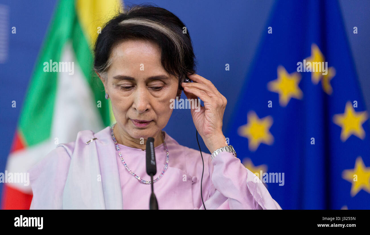 Brüssel, Belgien. 2. Mai 2017. Aung San Suu Kyi in Brüssel, Belgien, am 2. kann 2017 Kredit: Andia/Alamy Live-Nachrichten Stockfoto