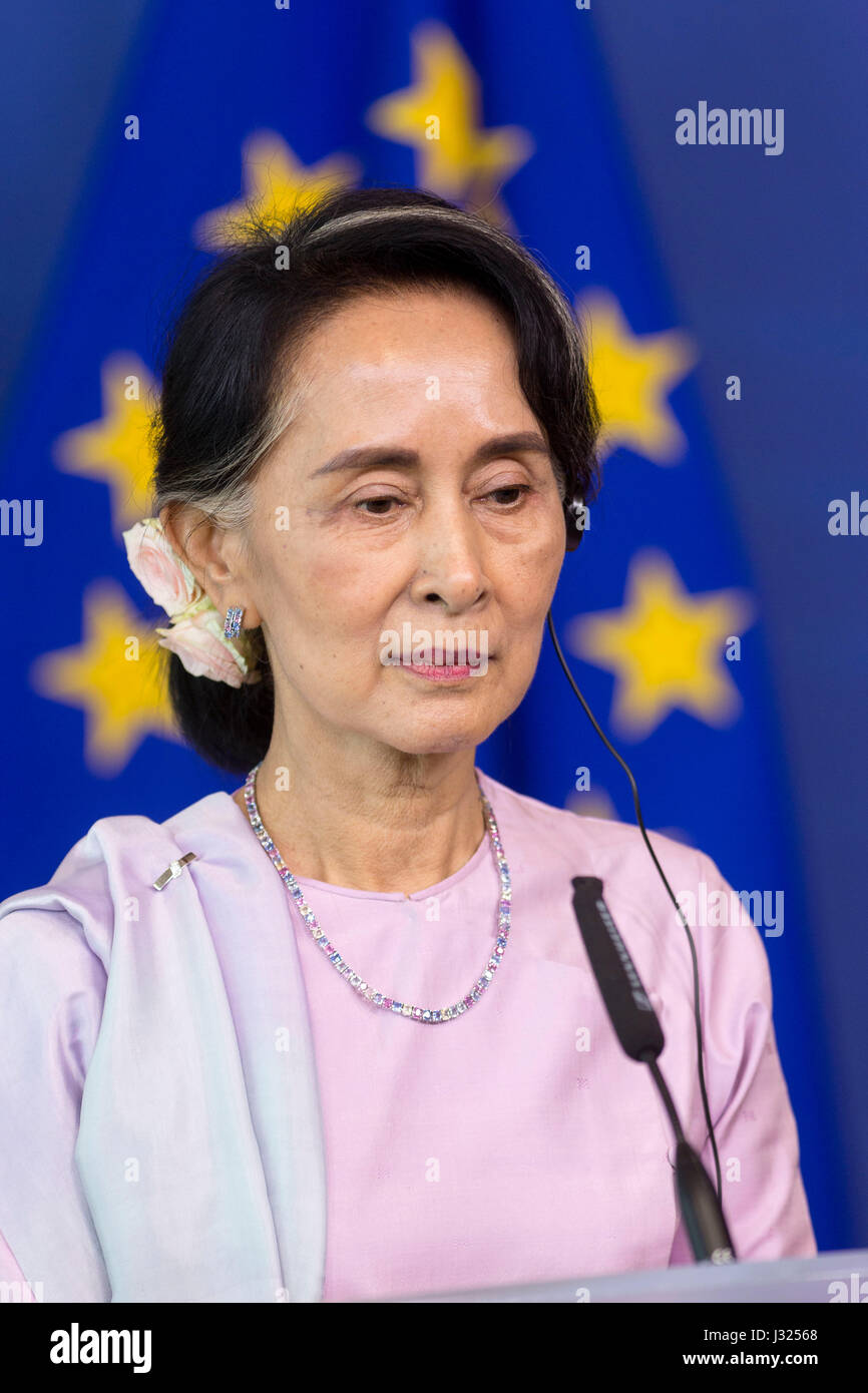 Brüssel, Belgien. 2. Mai 2017. Aung San Suu Kyi in Brüssel, Belgien, am 2. kann 2017 Kredit: Andia/Alamy Live-Nachrichten Stockfoto