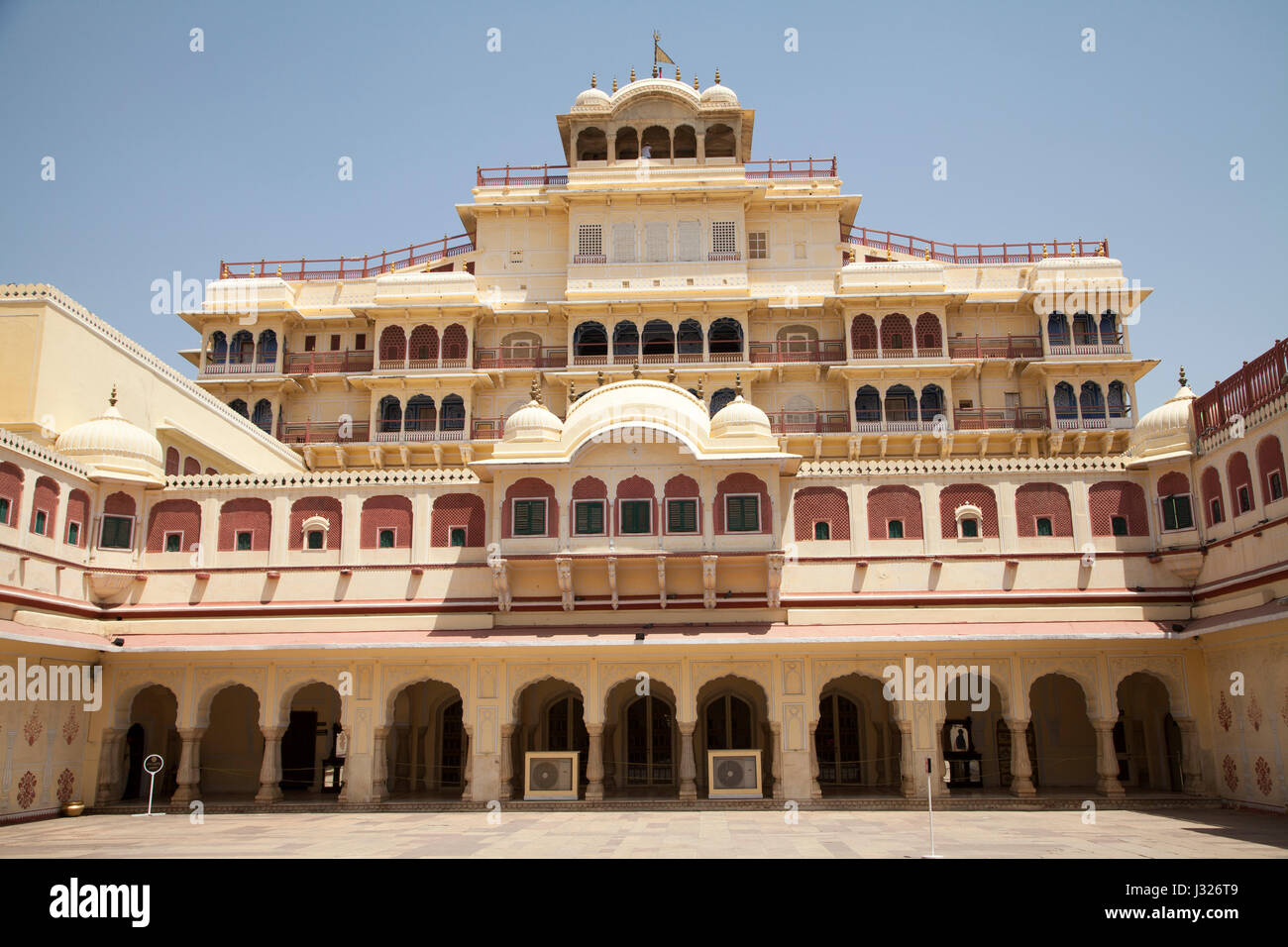 Die Chandra Mahal Palace, Teil des City Palace Jaipur in Rajasthan, Indien. Stockfoto