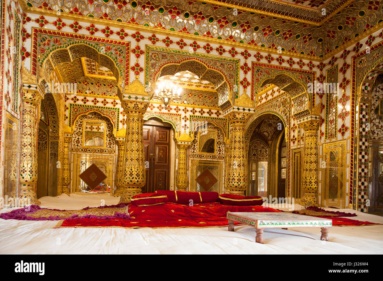 Die "Shobha Nivas" (Hall of Beauty) im 4. Stock des Chandra Mahal im City Palace, Jaipur. Stockfoto