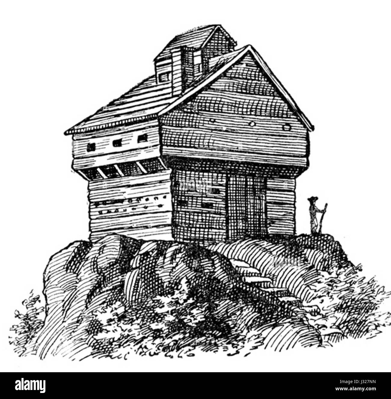 HÄUSERN IM KOLONIALSTIL: COLONIAL BLOCK HOUSE - AUßEN Stockfoto