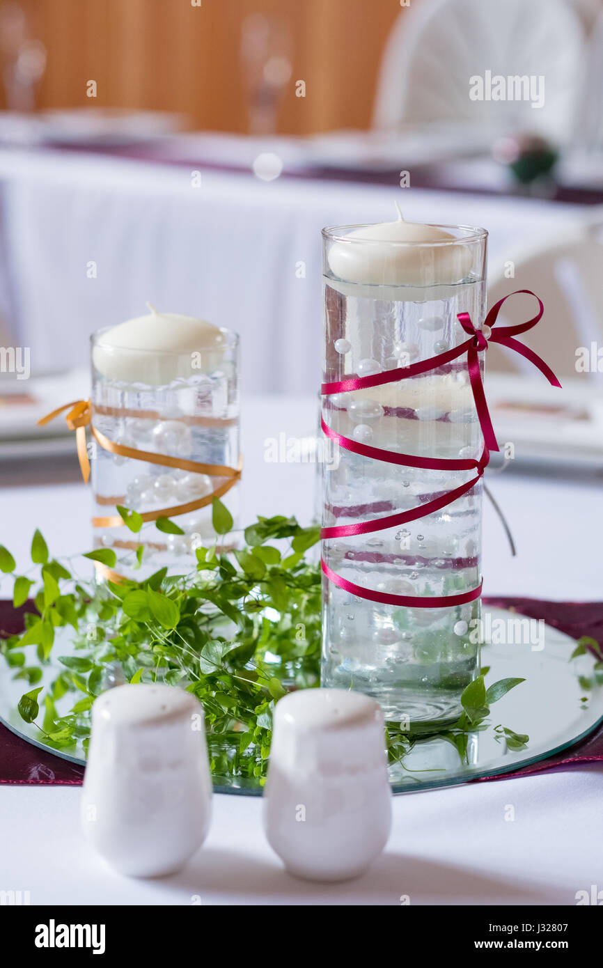 Hochzeit Empfang Kerzen Dekor Stockfoto